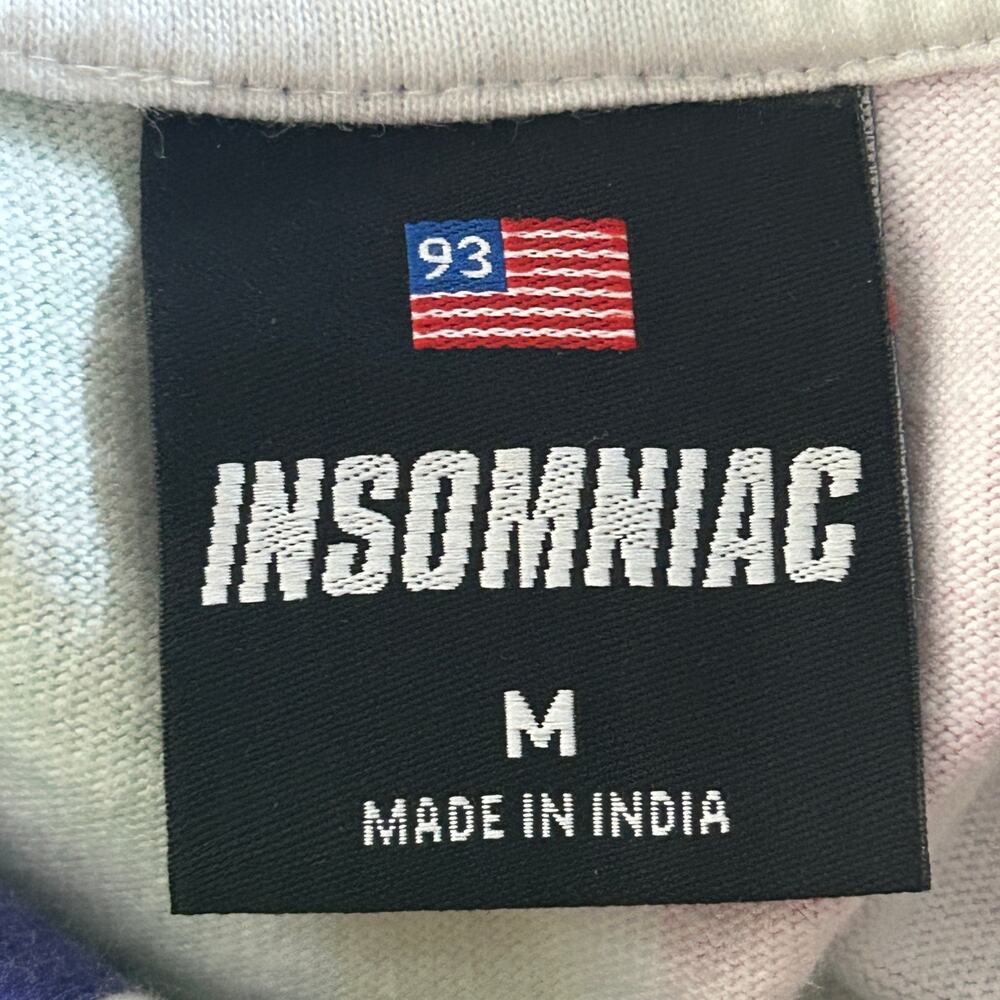 Vintage Insomniac Stiped Short Sleeve Cotton Hoodie Size Unisex Med - Picture 6 of 7